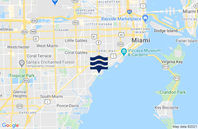 21st Street (Miami), United States tide chart map