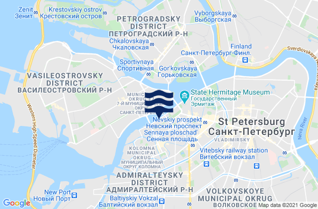 Admiralteysky Rayon, Russia tide times map