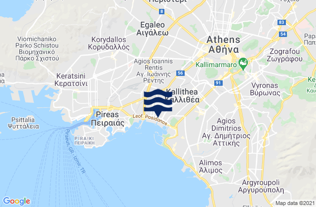Agioi Anargyroi, Greece tide times map