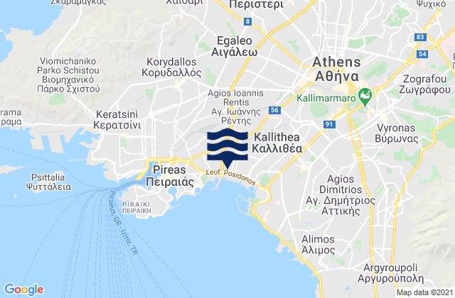 Aigaleo, Greece tide times map