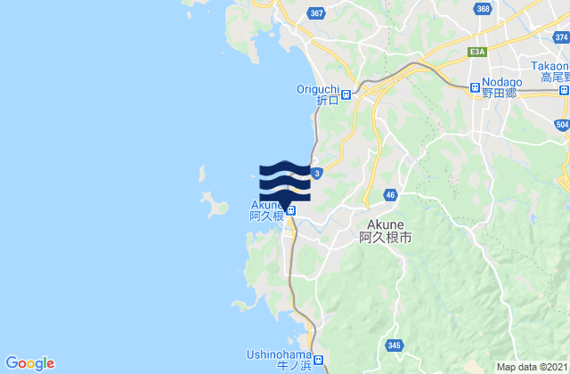 Akune, Japan tide times map