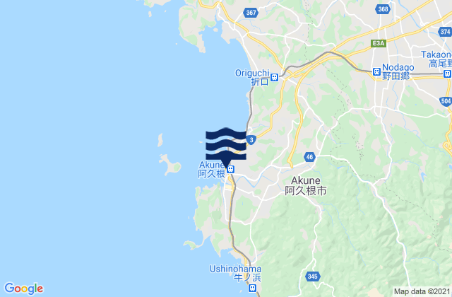 Akune Shi, Japan tide times map
