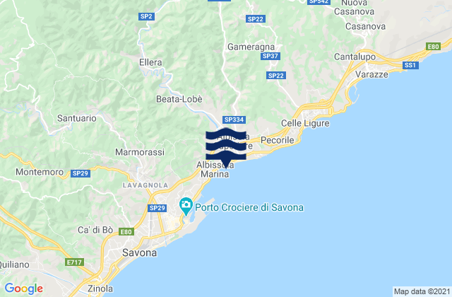 Albissola Marina, Italy tide times map
