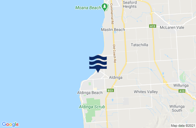 Aldinga, Australia tide times map