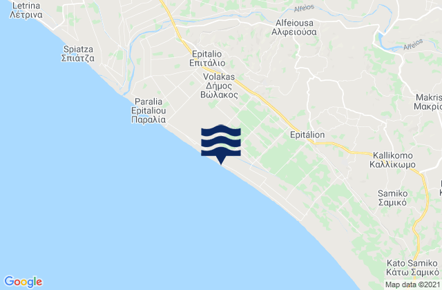 Alfeiousa, Greece tide times map