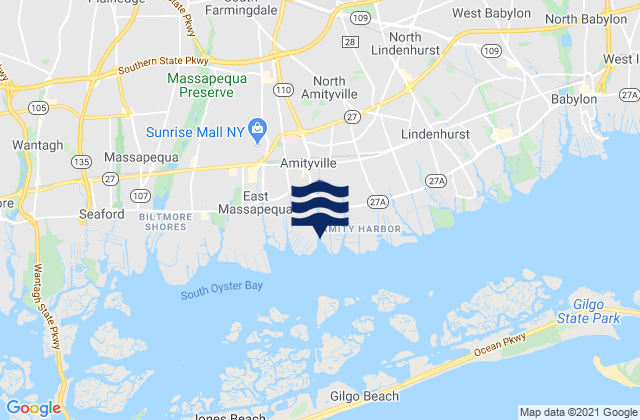 Amityville, United States tide chart map