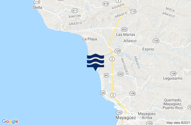 Anasco Arriba Barrio, Puerto Rico tide times map