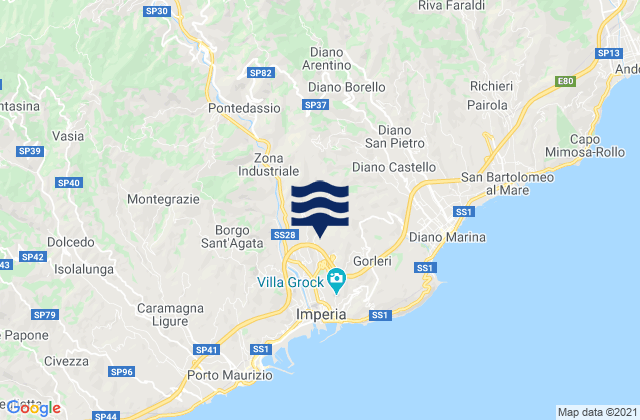 Aquila di Arroscia, Italy tide times map