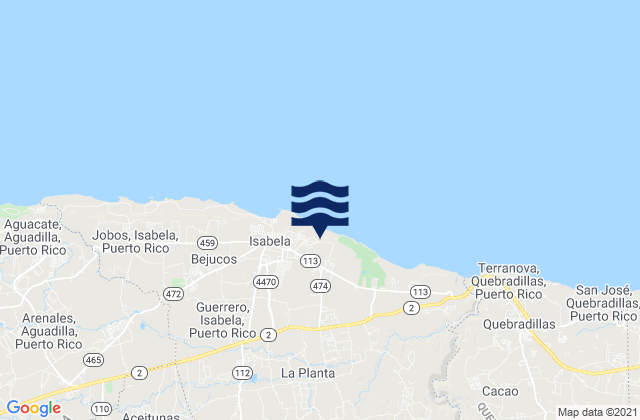 Arenales Bajos Barrio, Puerto Rico tide times map