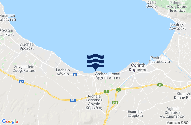 Arkhaia Korinthos, Greece tide times map