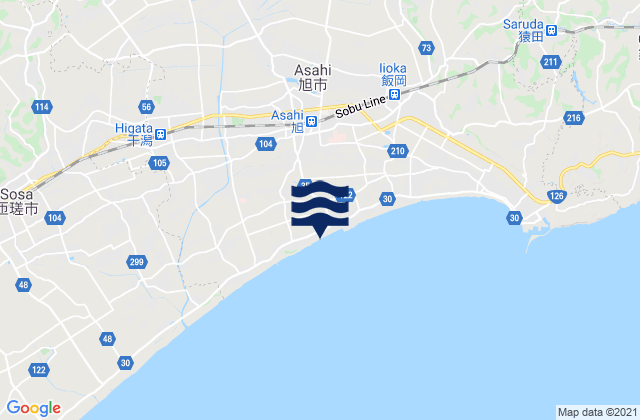Asahi, Japan tide times map