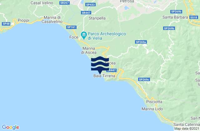 Ascea, Italy tide times map