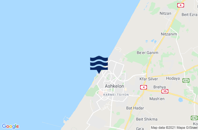 Ashkelon, Israel tide times map