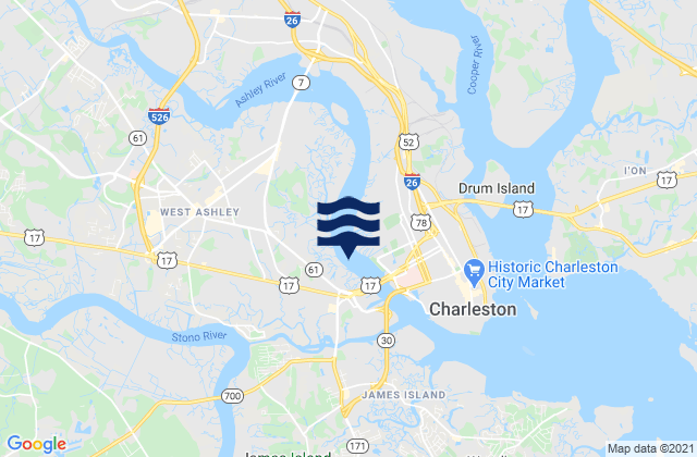 Ashley River (I-526 Bridge), United States tide chart map