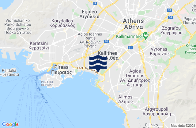 Athens, Greece tide times map