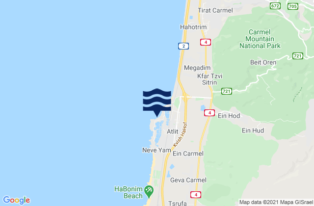 Atlit, Israel tide times map