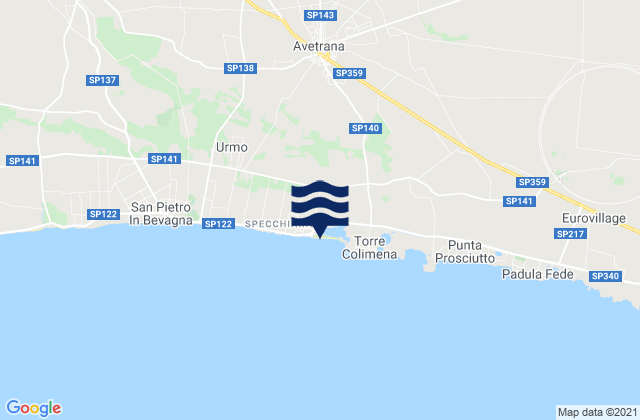 Avetrana, Italy tide times map