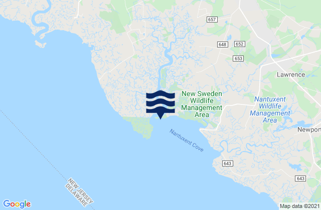 Back Creek Entrance (Nantuxent Cove), United States tide chart map