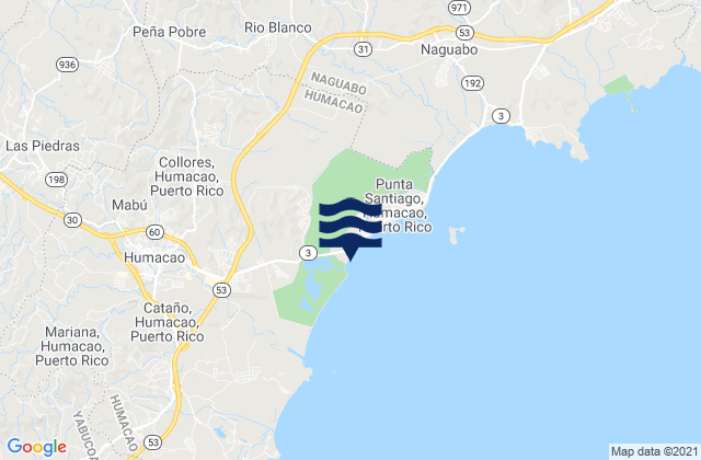 Bajandas, Puerto Rico tide times map