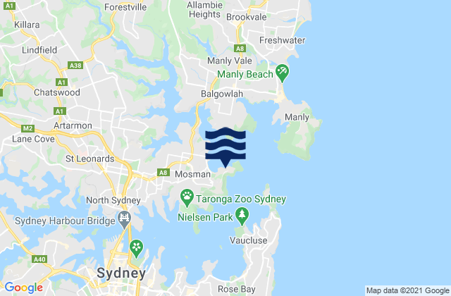 Balmoral Beach, Australia tide times map