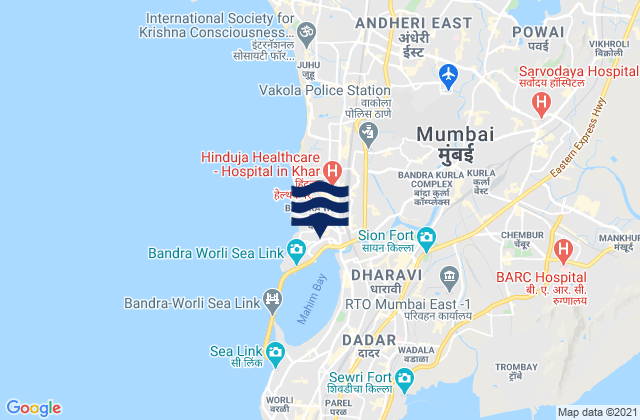 Bandra Mumbai Maharashtra India Tide Times Map 30044511 