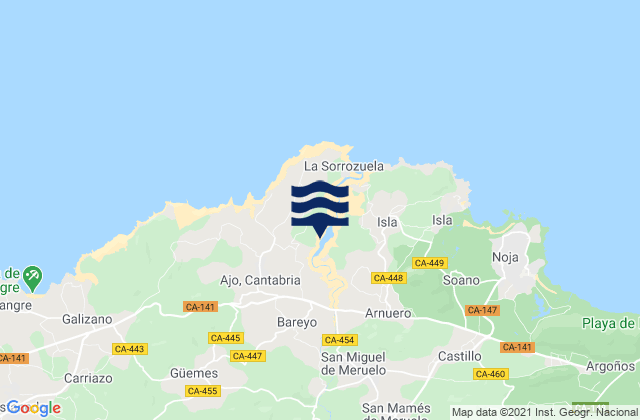 Bareyo, Spain tide times map