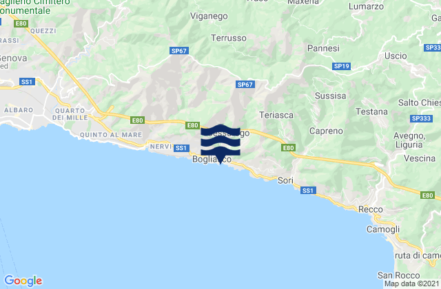 Bargagli, Italy tide times map
