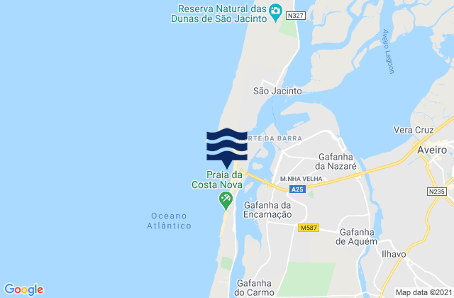 Barra de Aveiro, Portugal tide times map