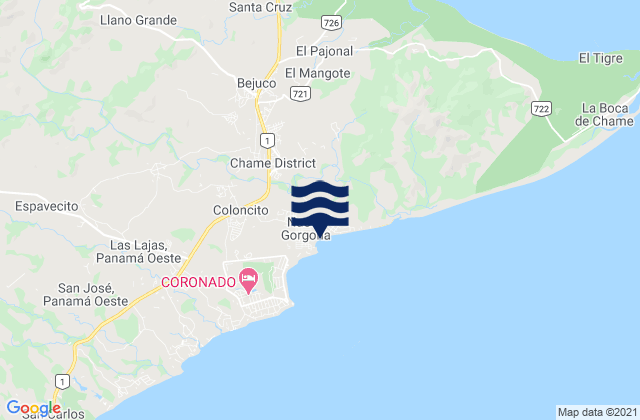 Bejuco, Panama tide times map