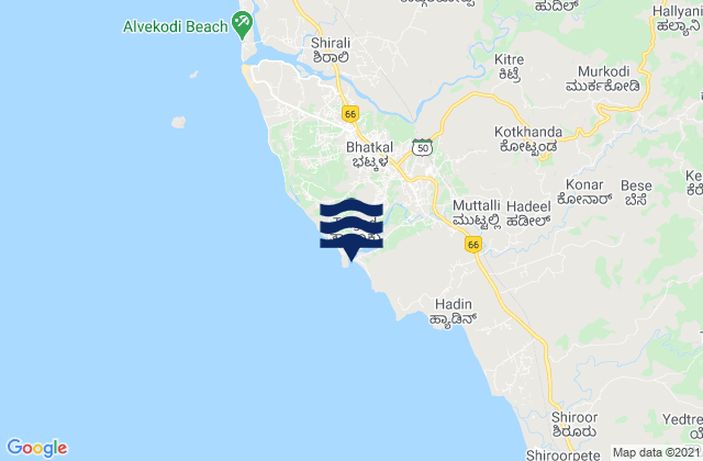 Bhatkal, India tide times map