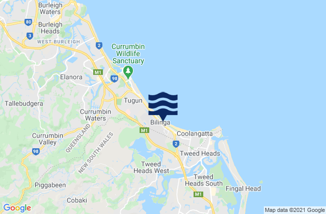 Bilambil, Australia tide times map