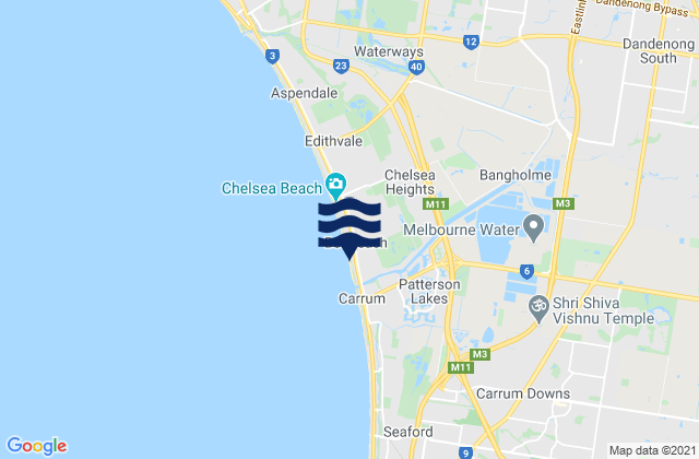 Bonbeach, Australia tide times map