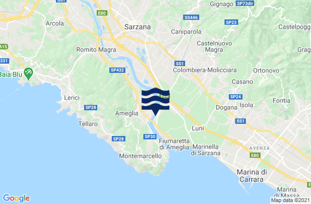 Borghetto-Melara, Italy tide times map