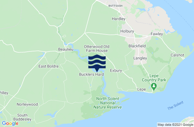 Bucklers Hard, United Kingdom tide times map