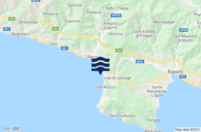 Camogli, Italy tide times map