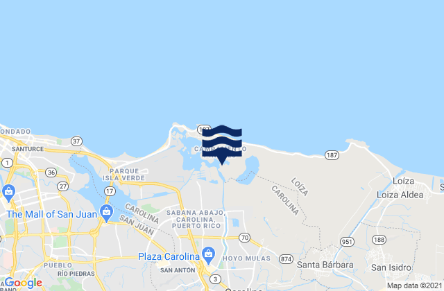 Carolina Barrio-Pueblo, Puerto Rico tide times map