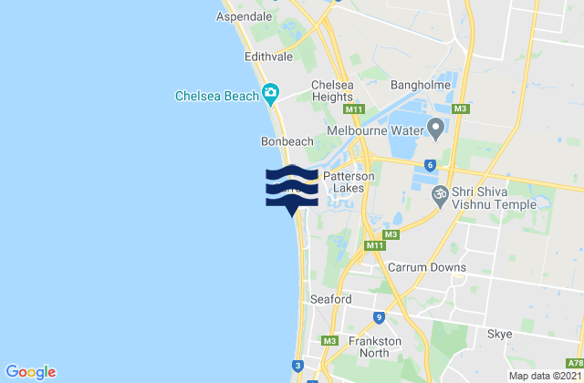 Carrum, Australia tide times map