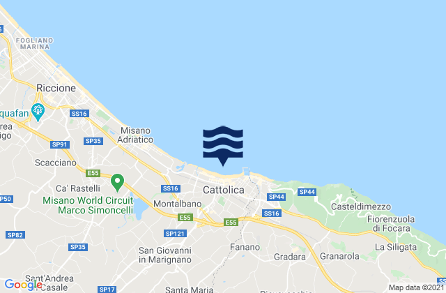 Cattolica, Italy tide times map