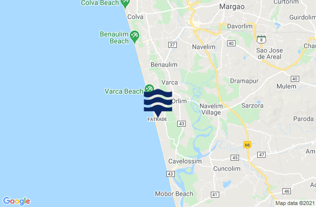 Chinchinim, India tide times map