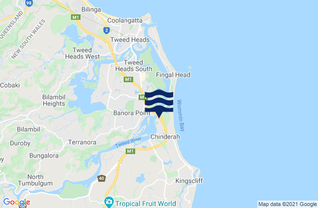 Chinderah, Australia tide times map