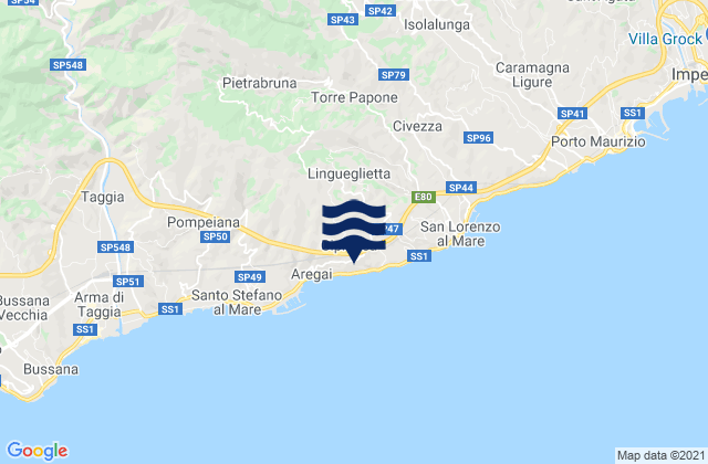 Cipressa, Italy tide times map
