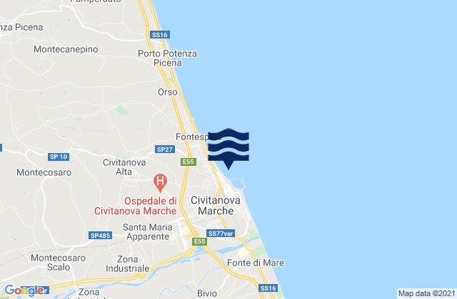 Civitanova Marche, Italy tide times map