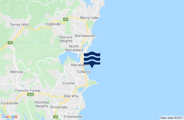 Collaroy Beach, Australia tide times map