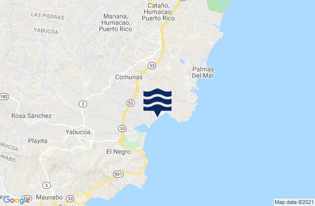 Comunas, Puerto Rico tide times map