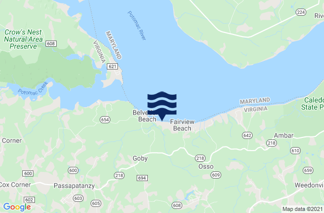 Corbins Neck, Rappahannock River, United States tide chart map