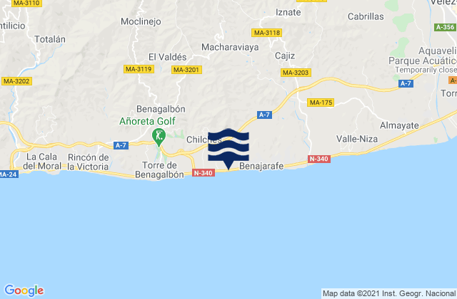 Cutar, Spain tide times map