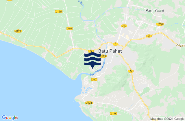 Daerah Batu Pahat, Malaysia tide times map