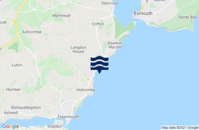 Dawlish Town Beach, United Kingdom tide times map