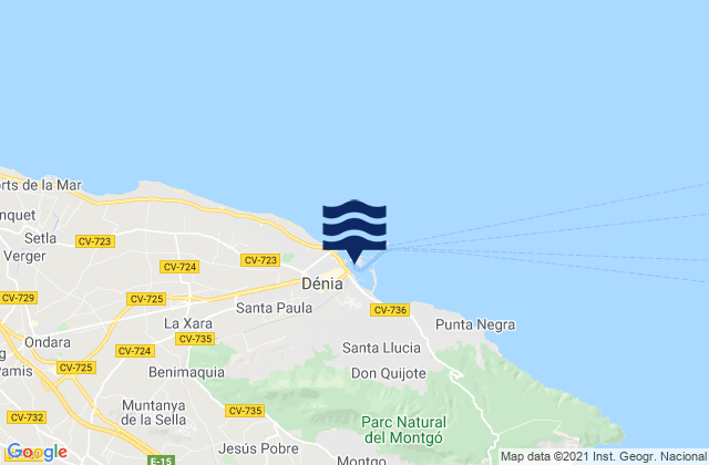 Denia Port, Spain tide times map