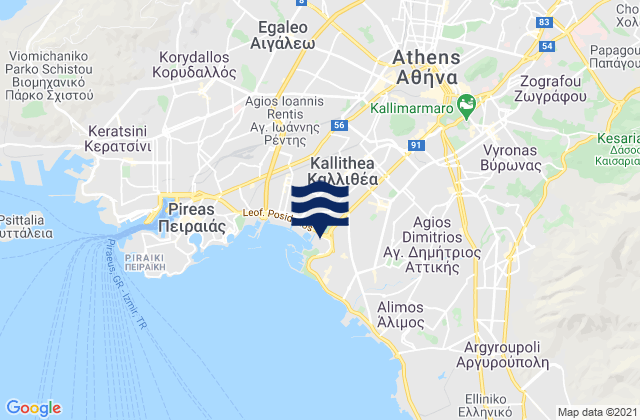 Dhafni, Greece tide times map